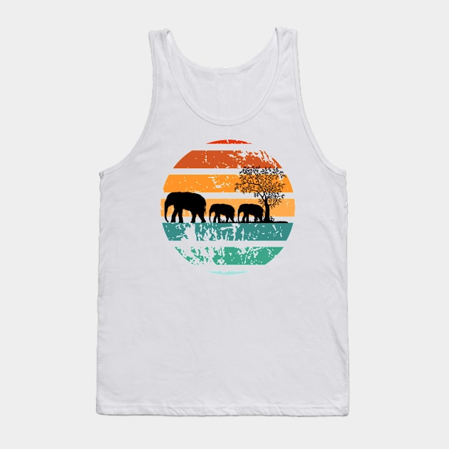 Elephants walking on sunset Tank Top by ProLakeDesigns